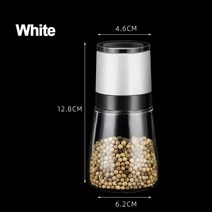 후추 소금 그라인더 Manual salt and pepper grinder pulverizer Transparent glass jar spice seasoning bottle gr, [01] white