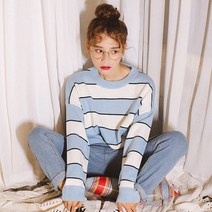 여성 무늬 니트 497# 추동 풀오버 스윗면 라운드 캐주얼 뉴타임즈 Z