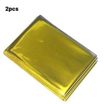 군용반합 백패킹 군용 코펠 Outdoor PET Insulation Emergency Blanket Survival First-aid Kit Military Rescue Wind, [06] Gold 2pcs