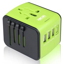 HAOZI 국제 전원 어댑터 올인원 범용 여행용 어댑터 3.4A 4USB 유럽 유럽 호주 아시아 커버 150개 이상의 국가 U-G3(그린), 3UT-Green