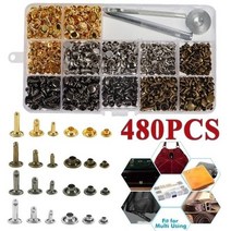 480/360PCS Leather Rivets Metal Double Cap Pressure Riveter Craft Cloth Repairs Tool Set Decoration, 480PCS