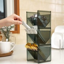 홈카페 간식정리함 커피정리함 믹스커피보관함, 블랙, 1개