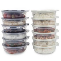 밥먹어락 (LOCK) 위생적인 전자레인지 사용 냉동냉장보관용기 밥용기 반찬용기 450ml 24p세트(12개), 아이보리, 24p(본체12개+뚜껑12개)
