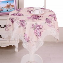 알럽홈 홈데코 레이스 협탁덮개 식탁보, 퍼플장미, 80 x 80 cm
