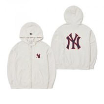 MLB 베이직 빅로고 기모 후드집업 NY (Ivory)