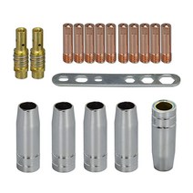 RIVERWELD MB15 15AK 접촉 팁 0.45인치 1.2mm M6 및 홀더 디퓨저 쉴드 컵 MIG 용접 토치 18개 523464