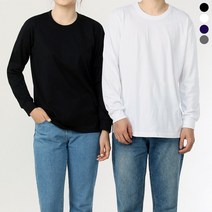 20수 남자 여자 베이직 기본 라운드 긴팔 무지티 면티 흰티(흰색 검정 곤색 멜란지)