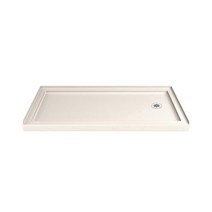 드림라인 슬림라인 32인치. D x 60 in. 2/4인치입니다. H 좌측 배수구 싱글 문턱 샤워 베이스 인 화이트 DLT-1132601, Biscuit, Right Drain Base