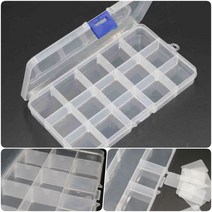 투명 15칸 알 약 케이스 소품 수납 정리 통 휴대용 재료 보관 용기 잡화 악세사리 부자재 비즈 큐빅 여행용 칸칸 사각 미니 플라스틱 함 칸막이 조절 작업 문구 사무 글리터 주얼리