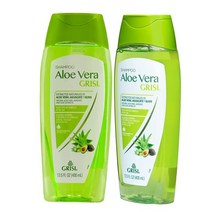Grisi Aloe Vera Shampoo 알로에 베라 추출물 함유 보습 샴푸 무파라벤 부드럽고 빛나는 모발을 위한 헤어 제품 각 13.5 FL 온스 2팩 2병, 2 Count (Pack of 1)