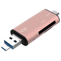 크레앙 5in1 USB 타입 C OTG 카드 리더기, CREOTG5IN1-PK, 핑크