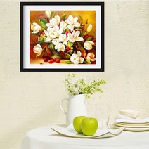 DIY십자수 프린트패키지-치자꽃화병 하늘비즈 C11 S580N212, 69*56cm 4가닥, 견사