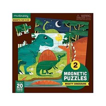Mudpuppy 9780735355675 Mighty Dinosaurs 자기 직소 퍼즐 20피스 퍼즐 2개 3단 여행 포트폴리오 4세 이상 여러 가지 색상