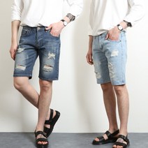 자코모 스크래치 찢청 5부 데님 반바지 JN307-9