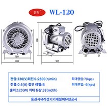 펌프 링블로아 송풍 탈습 배풍기 공장 터보 링브로워, 120W/단상220V
