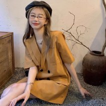 여성 프렌치 캐주얼 시크 정장 자켓 고급 원피스 여름 고퀄리티 시크 오버핏 스커트