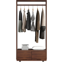 행거 수납 옷걸이 옷방 심플 원룸 기숙사 간이 선반, 우드 105CM