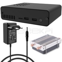 DeskPi-프로 셋톱박스 NUC 스타일 알루미늄 합금 케이스 아이스 타워 쿨러 마이크로 HDMI 포트 풀 사이즈 라즈베리파이 4 모델 b용, 03 EU, 한개옵션1