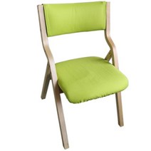 단단한 나무 접이식 의자 이동식 등받이 야외 레저 심플한 디자인 원목, 부드러운 녹색 린넨 천으로 탈부착 및 세척가능