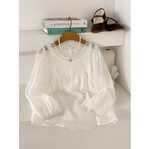 허니제이 / 베이널 모티브 자수 뒷지퍼 블라우스(1color)