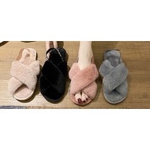 털슬리퍼 실내 크로스 밴드 푹신한 메모리 폼 발가락 오픈 탄성 뒷 밴드 스트랩 실내화