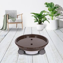화분월드 원형 이동식 화분 받침대 모던 베이직, 다크브라운
