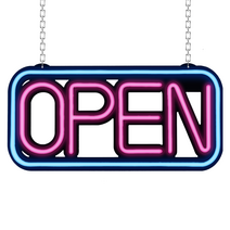LED보드나라 영업중 간판 24시 OPEN LED 네온 사인 카페 간판, NO. 01 A_핑크스카이블루 보드