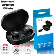 E7S pro 무선 헤드폰 50 블루투스 이어폰 HIFI 무손실 사운드 xiaomi lenovo 전화 용 스포츠 미니 TWS 버드, 04 Black With Box