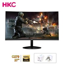 게이밍모니터 HKC-뉴 27 인치 32 모니터 게이머 144Hz 디스플레이 PC 컴퓨터 VAG HDMI 호환 DP 1920*1080, 01 HKC C270 27Inch_01 미국 플러그