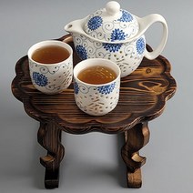 2호 꽃모양 개다리 소반 찻상 전통 백일 돌 다과 원목