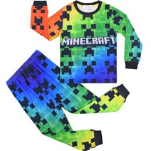 마인크래프트 게임 Minecraft 굿즈 캐릭터 아동복 세트 여름 실내복 잠옷 홈웨어 상하의세트 라운드 긴팔티 바지 599세트
