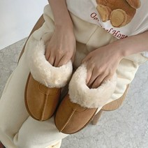 소가죽 스웨이드 양털슬리퍼 리얼 퍼슬리퍼 4cm