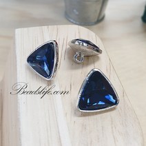 비즈라이프 14mm 삼각 보석단추4개, 1봉, 백금도금 네이비