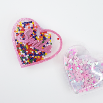 하트모양 그립톡 컬러 비즈 하트 핑크 그립톡 글리터 그립톡 귀여운 스마일 하트 사랑스러운 유니크 스마트톡 핑거톡 스마트링, 핑크 글리터
