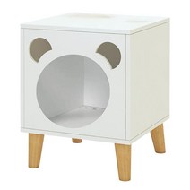 POLI PETSPOLIPETS 반려동물을 위한 사이드 테이블 및 집 반려동물을 위한 나무 테이블 MDF 방지 목재 미니멀리스트 우아함 및 방지 공간 절약 50.8x40., White