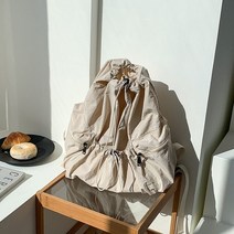 여성 카메라백 백팩 경량 나일론 배낭 여성용 셔링 소재 끈 캐주얼 디자이너 여행 가방 패션