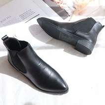 에씨클레오 앵클부츠 뽀족코 앵글 첼시 슬림한 여성부츠