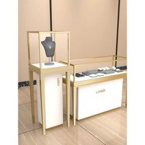 보석 전시대 주얼리 진열장 귀금속 디스플레이 캐비닛, 45x45x140cm 검정색과 흰색 금색