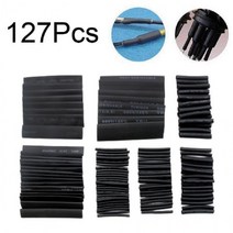 블랙 127PCS 열수축튜브 전선 배선 정리 연결 절연 대용량 커넥터 단선 방지, 색상:[색상]본상품