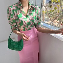 파스텔플라워 반팔블라우스