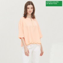 베네통 레터링 반집업 블라우스 BABL08111 OR