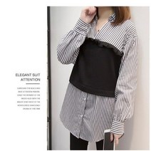 Happy shopping 여성빅사이즈 배색패치 셔츠남방 UK092