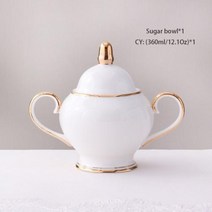 고급 명품 커피잔 찻잔 본 차이나 커피 세트 화이트 골드 도자기 차 냄비 컵 세라믹 머그잔, Sugar Bowl 360ml