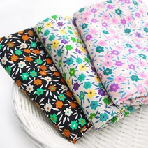 데코탑 블라썸 꽃나염 3종 플라워 패브릭 원단 천 아사 면 부드러운 고밀도 60수 잔꽃 무늬, 핑크(원단만)