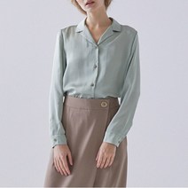 더블유나인 오픈카라 블루종 블라우스