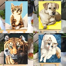 팝아트 초상화 인테리어 집들이 남자친구 돈들어오는 그림 액자 선물, E.강아지&고양이(초고화질) F형10호-6마리