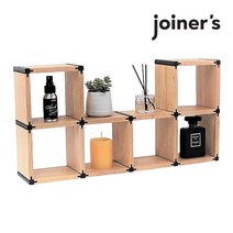 조이너스 원목 미니 조립 선반 2단 4열(6칸) 수납/정리/보관 우드 나무 진열대 틈새 장식장 사무실 책상 피규어 레고 받침대 주방 홈카페, 브라운