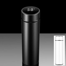 II0lILED 온도측정 보온병 텀블러 500ml 화이트 차망 거름망 보틀 휴대용 물병 스마트II0lI