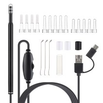 귀이개 카메라 제거 스푼 포함 눈에 보이는 귀 클리너 검이경 왁스 도구 건강 관리 안드로이드 구강 검사, 1.Black