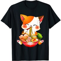 브랜드없음 라면 고양이 네코 애니메이션 카와이 일본 상품 선물 여자 티셔츠